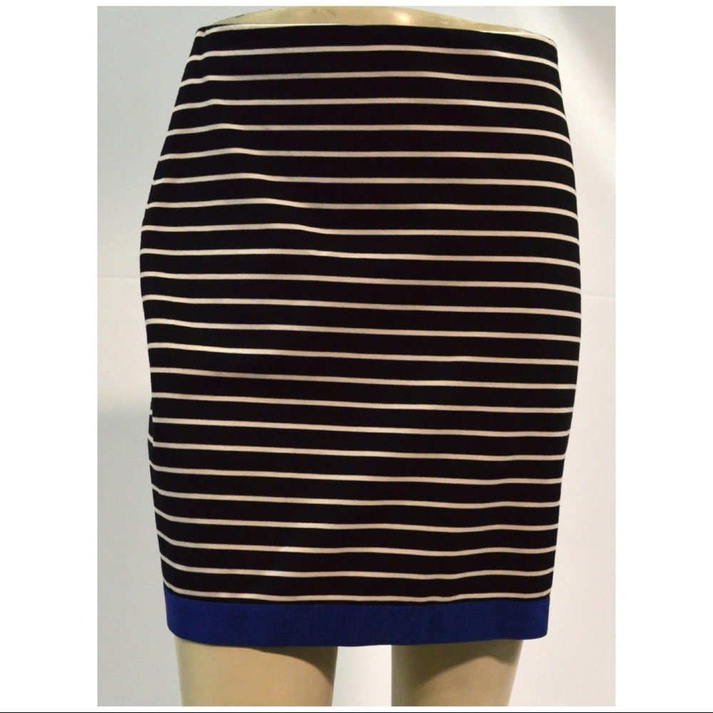 Ann Taylor stretchy black & white striped skirt